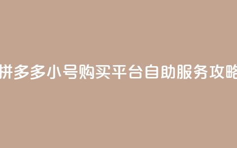 拼多多小号购买平台自助服务攻略 第1张 拼多多小号购买平台自助服务攻略 第1张