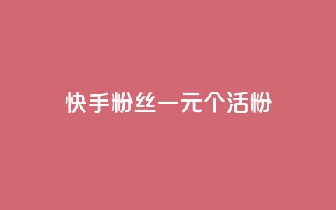 快手粉丝一元1000个活粉 - 快手粉丝活粉达1千个，仅需1元！! 第1张