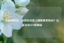 抖音刷粉丝，如何在抖音上刷取更多粉丝？亿乐社区SUP货源站